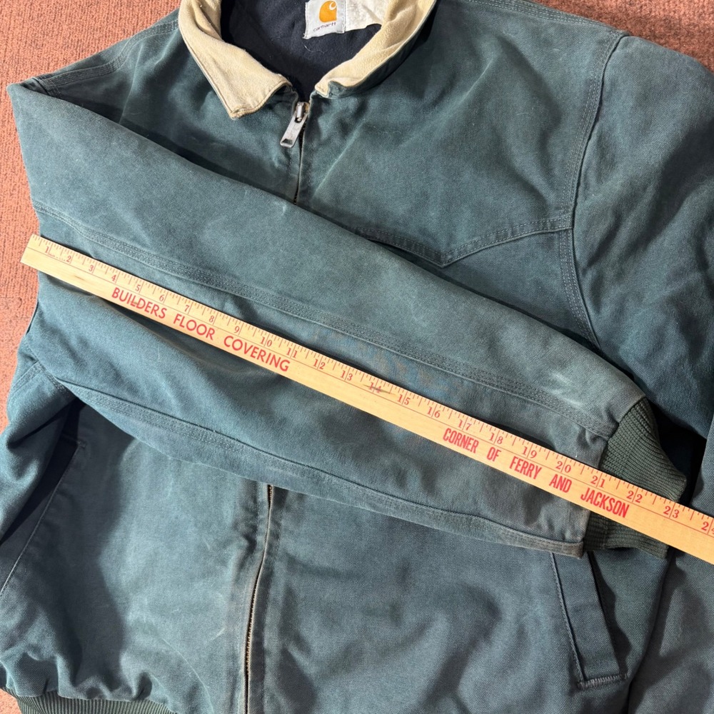 B+ Vintage Carhartt Santa Fe Jacket J14 HTG Hunter Green Quilted Lined Mens XL - Picture 2 of 7